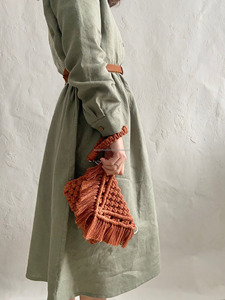 Bolso de Mano de Macramé Tejido a Mano con Flecos, Cuentas y Nudos de Seda, Tipo Sobre, Duradero, Plegable, Portátil, Accesorio de Moda de Verano para Mujer - Product Image 6