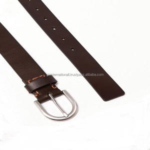 Cinturón informal de cuero genuino para hombre, hebilla de latón chapada en plata, Estilo Vintage clásico, acabado marrón, en todos los tamaños personalizados - Product Image 5