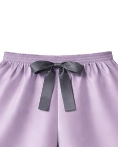 Conjunto de Pijama de Satén Lavanda Personalizado para Mujer, Ropa de Dormir Suave de Seda, Conjunto de Dos Piezas para Verano con Lazo Gris - Product Image 6