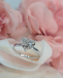 Heart Shaped <b>Solitaire</b> Diamond <b>Ring</b> in <b>Silver</b> Finish for Women Engagement Wedding Proposal Anniversary Jewelry - Product Image 2