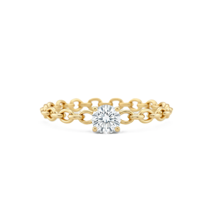 Bague de mode minimaliste en or massif 10K, avec diamant de laboratoire rond couleur DEF, clarté VS VVS, style maillon de chaîne, bague de fiançailles - Product Image 1