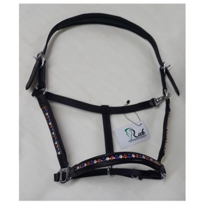 Cheval Halter Noir Rouge Bleu Blanc Cristal Laiton avec Nylon Cristal Laiton Breakaway Sécurité Halter pour Chevaux Réglable Fiable - Product Image 2