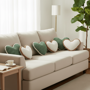 SOGA 6-Piece Heart-Shaped Cushion Cover Set 42x32cm Plush and Woven for Home <b>Sofa</b> Bedroom Decorative Throw <b>Pillows</b> - Product Image 2