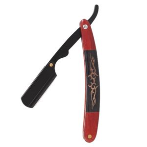 Wood Handle Straight <b>Razor</b> Stainless Steel Blade Single Blade For Face Shaving Smooth & Comfortable Professional - Product Image 3