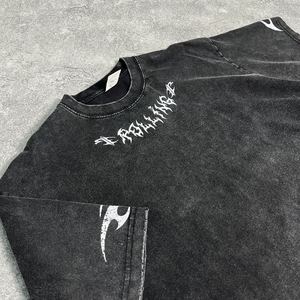 Y2K Acid <b>Wash</b> Streetwear Oversized T-Shirts Custom Print Logo Loose Fit Drop Shoulder Tee Short Sleeves Vintage Stylish T-Shirt - Product Image 2