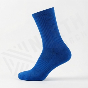 Blue Crew <b>Socks</b> Solid Color Knitted Breathable Daily Wear Adult Regular Style - Product Image 3