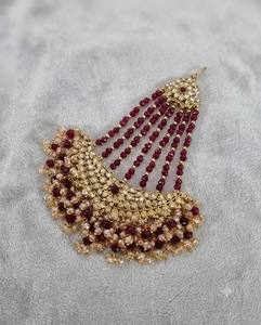 Accessoires capillaires traditionnels Pasa, bijoux de mariage multicouches plaqués or antique avec perles de cristal pour mariée - Product Image 3