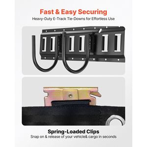 Kit 4 Pezzi Binario E-Track da 40 cm con 2 Ganci a U, 2 Portautensili, 2 Staffe per Ripiani, 2 Accessori per il Controllo del Carico Pneumatici - Product Image 5