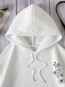 เสื้อฮู้ดผู้หญิงลายดาวพระอาทิตย์ดวงจันทร์ ดีไซน์โดดเด่นมีเอกลักษณ์ เสื้อสเวตเชิ้ตวินเทจทรงโอเวอร์ไซส์ สไตล์สตรีทลำลอง - Product Image 2