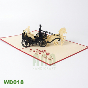 Recuerdos de papel hechos a mano para bodas cumpleaños Año Nuevo Día de San Valentín elegante carruaje Invitaciones de Boda Tarjetas de Felicitación - Product Image 4