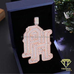 Colgante de Letra Grande y Audaz con Diamante Cultivado en Laboratorio, Diseño Brillante de Alfabeto, Tono Oro Rosa, Joyería de Moda - Product Image 5