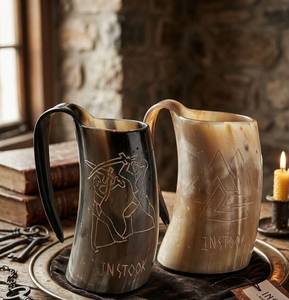 Handmade Luxury Bufflo Horn Round Beer <b>Mug</b> with Customizable Design and <b>Smart</b> Feature - Product Image 3