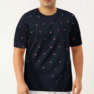 T-shirt à manches courtes pour homme, noir, avec motif à pois rouges, col rond, coupe décontractée, 100% coton jersey, qualité supérieure. - Product Image 5