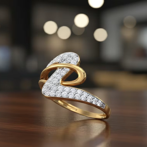 Bague géométrique dorée moderne à motif tourbillonnant pour fiançailles et occasions spéciales - Product Image 6