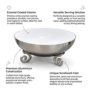 Ensaladera de aluminio esmaltado |   Tazón para Servir con Revestimiento de Esmalte Duradero |   Tazón Metálico para Cocina, Mesa de Comedor, Tazón para Mezclar Ensaladas de Frutas - Product Image 3