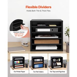 Organizzatore da scrivania in legno a 5 scomparti con funzione di smistamento posta, in MDF, regolabile, con caratteristiche da banco per archiviazione su scrivania e in cassetti - Product Image 3