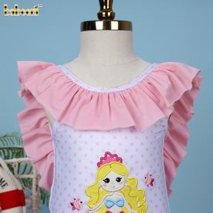 Розовые купальники с вышивкой русалки для девочек, оптовая продажа, детская одежда-BB3436 - Product Image 2