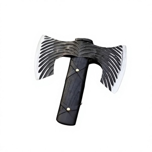 Handmade Carbon Steel Double-Edge <b>Axe</b> – Wood Cutting & Outdoor Camping Hatchet with Wooden <b>Handle</b> - Product Image 1