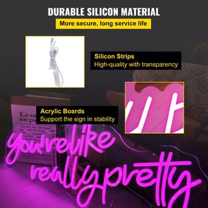 Grand enseigne lumineuse LED rose de 23'' x 21'' avec télécommande - « Tu es vraiment très belle » - Décoration murale - Autocollants muraux - Product Image 4