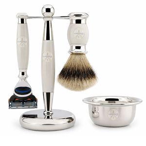 Men's Shaving <b>Set</b> Silver Tip Badger Brush 5-Blade <b>Razor</b> German Steel Stand - Product Image 4