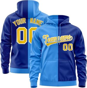 Men's Hooded Sweatshirt <b>Black</b> Gray Color Block Custom Name Number Sublimation Print Casual Zipper Front Regular Fit - Product Image 5