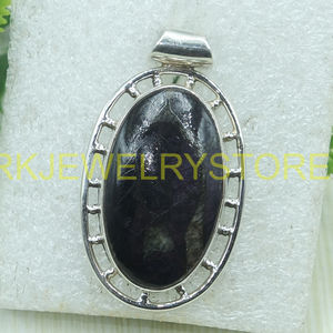 Pendentif ovale en jaspe Picasso naturel, en argent sterling 925, fait main, style vintage bohème, bijou statement, cadeau pour femme et homme - Product Image 3