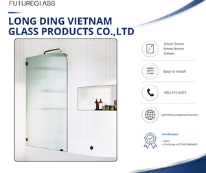ประตูห้องอาบน้ำบานเลื่อนกระจกใสแบบร่อง OEM พร้อมพื้นผิวแบบมีลายนูนทำความสะอาดง่าย หนา 10 มม. ดีไซน์ทันสมัย - Product Image 1