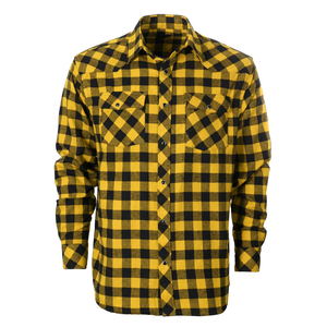 Chemise en flanelle à carreaux jaune et noir pour homme, boutonnée, classique, décontractée, élégante, avec deux poches - Product Image 1