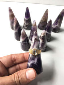 Natural Amethyst Ring Holder | Crystal Ring Cone Stand | Polished Gemstone Jewelry Display - Product Image 3