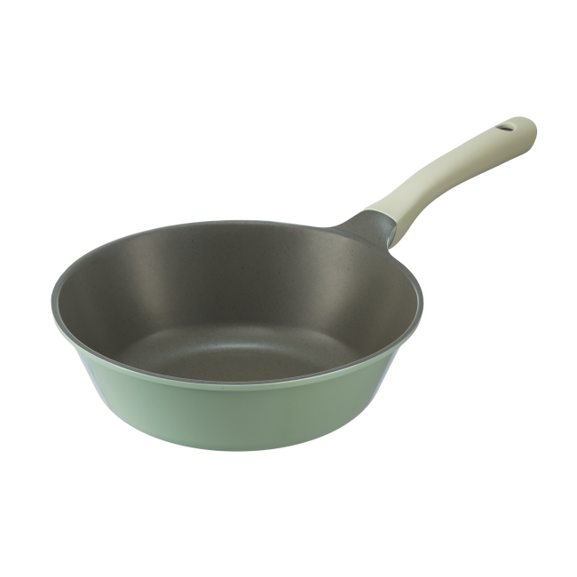 Omi 26cm Grey Marble Aluminum Cookware Set 26cm Wok Pan With Glass Cover and Kitchenware Omi Wok Pan Lid Pans