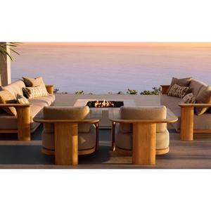 Sillón de Exterior de Alta Gama, Acabado Natural en Teca Premium, Pedestal Grueso y Resistente, Asiento Cómodo, Muebles de Lujo para Hotel - Product Image 6