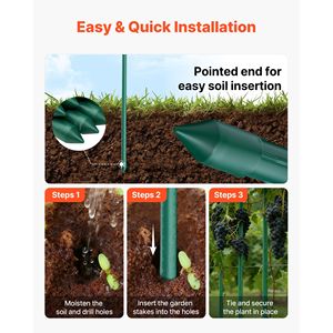 10-Pack 93.7 Inch Plastic Coated Metal <b>Tomato</b> Stakes Garden Sticks for Plants <b>Support</b> with Pointed End Used for Growing - Product Image 6