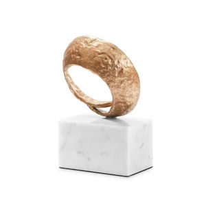 Escultura Circular Abstracta de Aluminio Dorado para Dormitorio, Base de Mármol, Estatua Decorativa Moderna para Mesa de Oficina u Hogar - Product Image 3