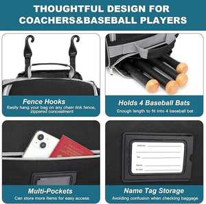 Bolsa de Lona con Ruedas para Equipo de Béisbol, Personalizable con Logotipo, Grande, Impermeable 600D, 50-70L, Unisex, para Bates, Guantes y Cascos - Product Image 2