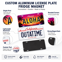 Aimant de réfrigérateur personnalisé en aluminium pour plaque d'immatriculation, forme rectangulaire, écologique, durable, vente en gros, décoration pour boutique de cadeaux