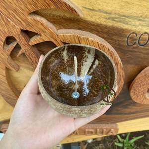 Porte-bougie en coque de noix de coco / Ensemble porte-bougie en coque de noix de coco avec mèches - Logo personnalisé disponible - Product Image 5