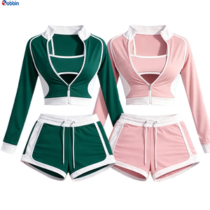 Conjuntos Deportivos de Verano para Mujer, Ropa Urbana Personalizada, Chaqueta de Manga Corta con Cierre y Pantalones Cortos, Conjunto de 3 Piezas, Tendencia en Ventas - Product Image 2