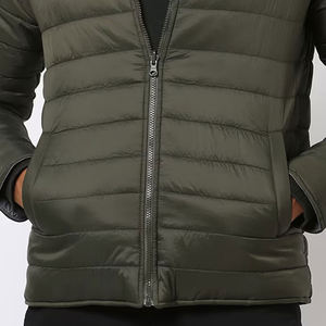 Men's High Quality Embroidered Zipper <b>Waterproof</b> Breathable Quilted <b>Padded</b> Windbreaker Puffer Bomber <b>Jacket</b> Hooded Winter 100% - Product Image 4