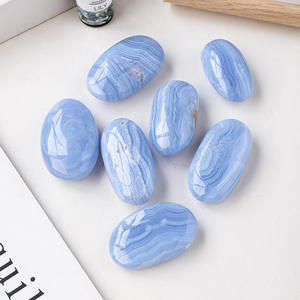 Piedras de Ágata Azul Natural Pulidas y Lisas, Piedras de Bolsillo de Cristal Azul para Regalo, Decoración, Exhibición y Colección - Product Image 1