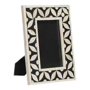 Custom Blue Handmade Bone <b>Photo</b> <b>Frame</b> with Indian Square Pattern Curving Design-Custom Sizes Available - Product Image 1