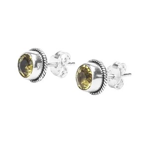 Handcrafted Citrine <b>Stud</b> <b>Earrings</b> 925 Sterling <b>Silver</b> Bezel <b>Set</b> Rope Edge Design Classic Gemstone Fashion Jewelry Gift for Women - Product Image 4
