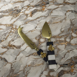 Gold Plated Stainless Steel <b>Cheese</b> Knife <b>Set</b> Bee Handle Modern Simple Design 5 Inch Dishwasher Safe for Home Kitchen Use - Product Image 1