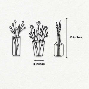 Ensemble de 3 vases décoratifs en métal faits à la main, sculpture de branches florales pour la décoration intérieure de la maison, de l'hôtel et de la table - Product Image 2