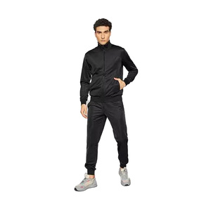 Men's Black Tracksuit Full Zip Turtleneck <b>Jacket</b> Solid Color Casual Wear Polyester Material Side Pockets Winter Style - Product Image 1