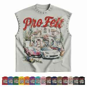 Vintage Style Whole Sale Cheap Price Sleeveless Tank Top Oversized Summer Streetwear Printed Casual Breathable Cotton T Shirts - Product Image 1