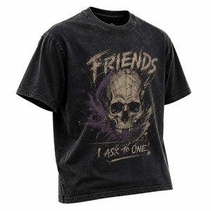 Friends I Ask To One <b>Gothic</b> Skull Print Men's Short Sleeve T-<b>Shirt</b> Regular Fit O-Neck 100% Cotton Jersey - Product Image 3
