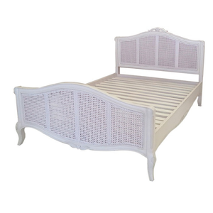 Cadre de lit blanc français en acajou massif TL02 Détails élégants fabriqués à la main Meubles classiques en bois - Product Image 4