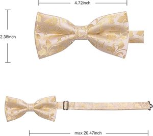 Nœud Papillon Prénoué Élégant Ivoire Doré Brodé Respirant et Durable pour Mariage et Tenues Formelles Homme - Product Image 2