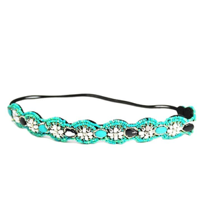 Serre-tête élégant en perles élastiques brodées, accessoire tendance tressé pour femme au style raffiné - Product Image 1