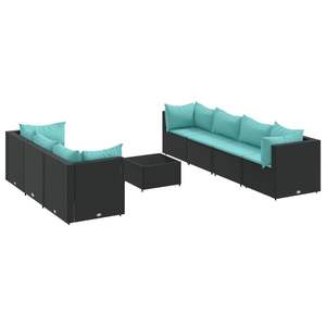 Juego de Muebles de Patio de 8 Piezas en Ratán Sintético Negro con Cojines para Exteriores - Product Image 2